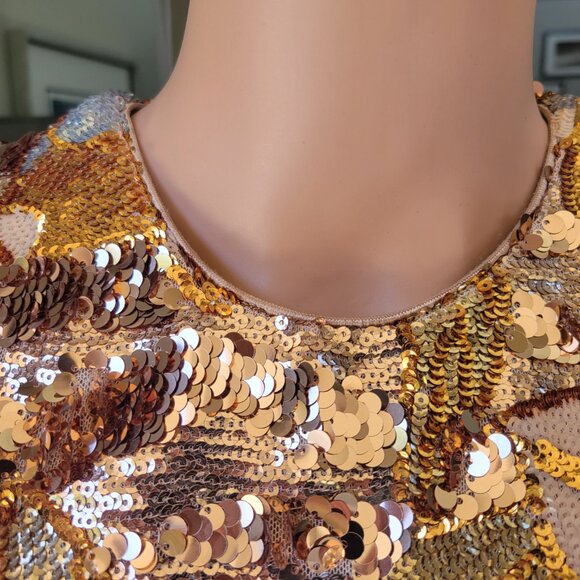 High Neck Floral Sequin Midi Dress sequins beaded SZ S Helsi NWOT - Picture 5 of 6